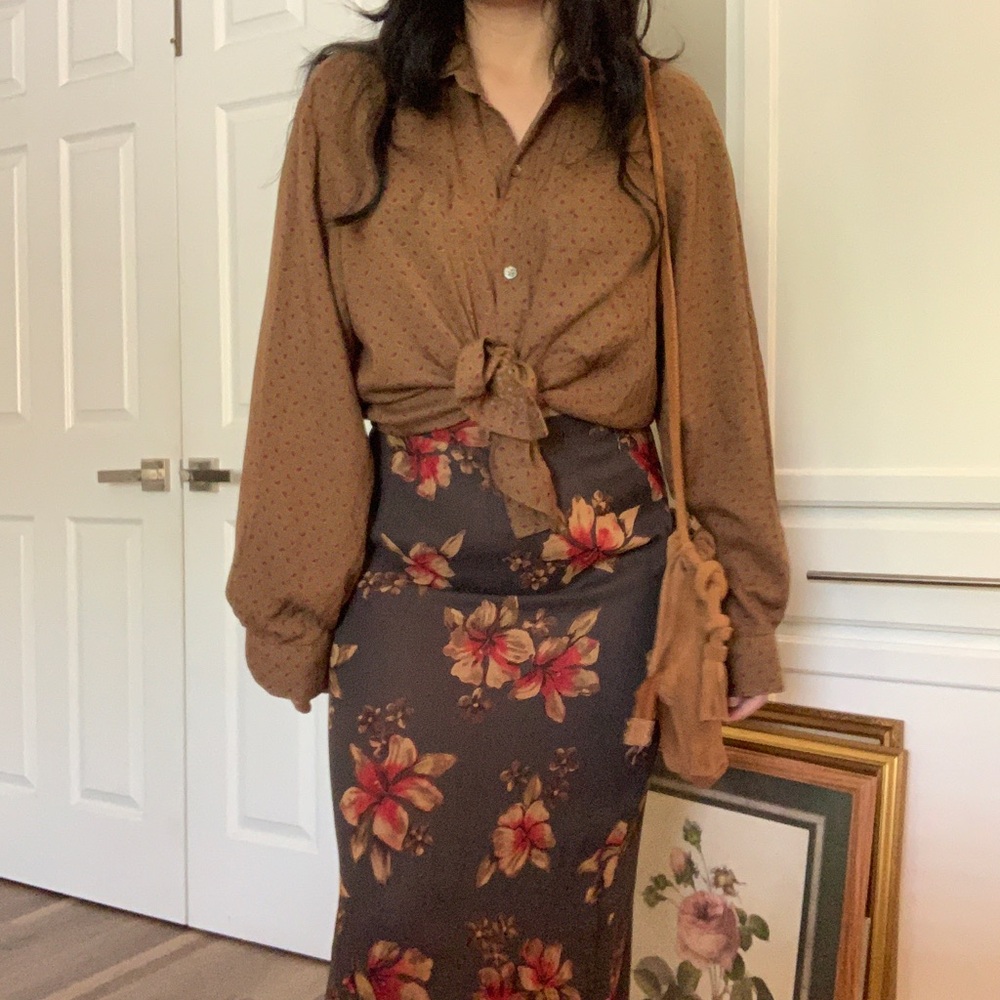 Vintage brown maxi boho skirt